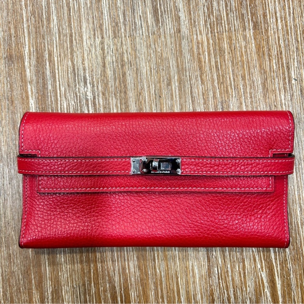 Hermes Kelly wallet - red and silver